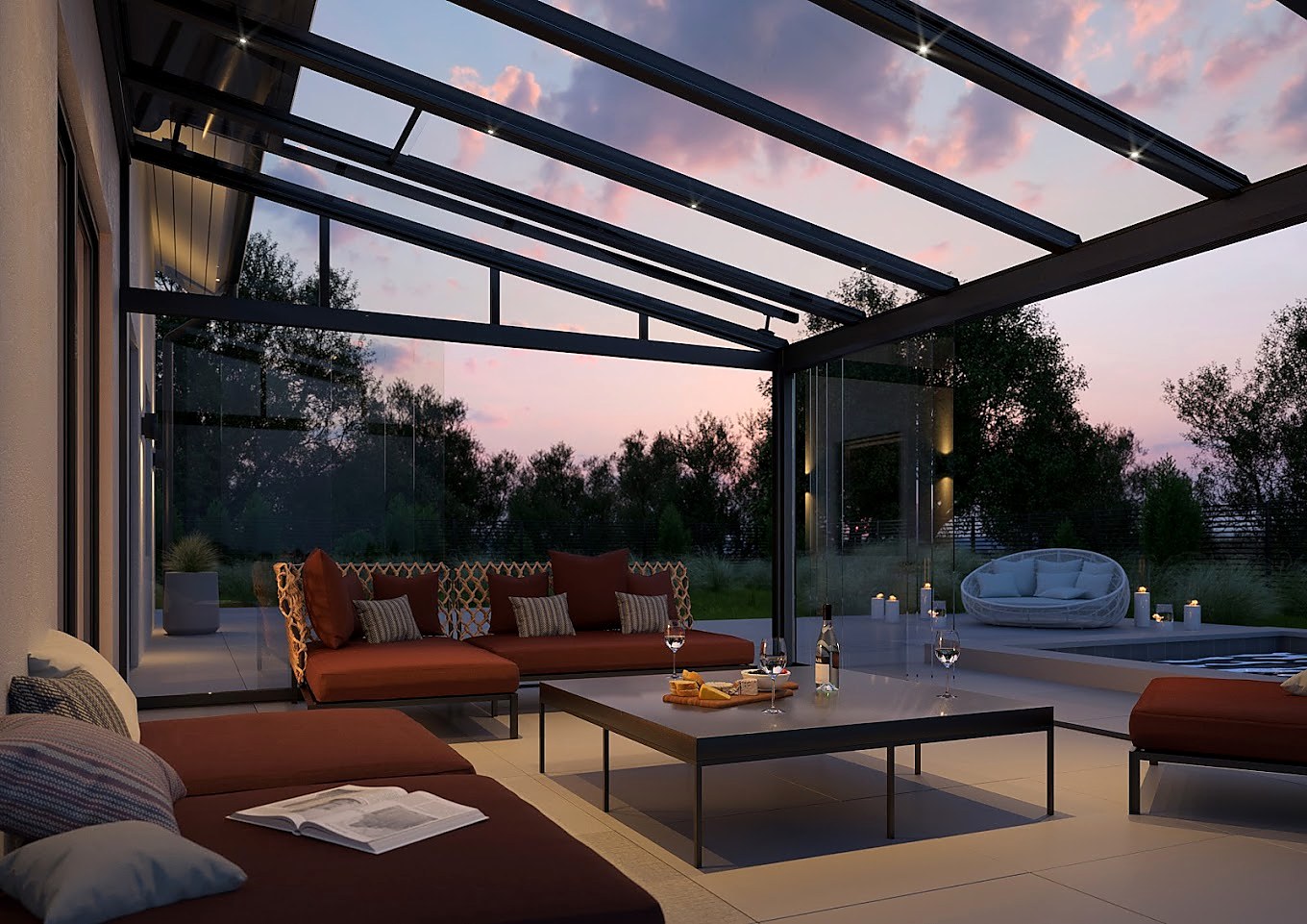 Terrassendach Abendstimmung